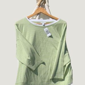 J. Jill Green Relaxed Blouse with Strip Pattern NWT